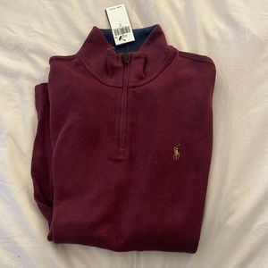 NWT Polo Ralph Lauren deep red men’s quarter zip sweater